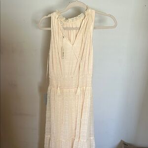 Max Studio Cream Sleeveless Maxi Dress with Tassel Ties